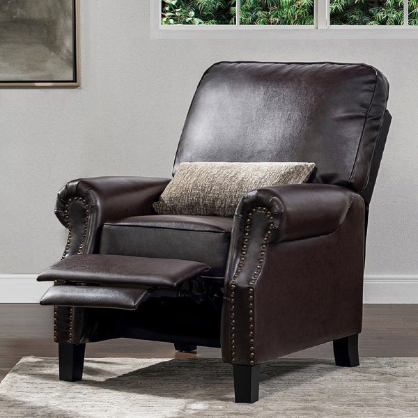 Red Barrel Studio® 34" Wide Leather Match Manual Recliner Accent Chair